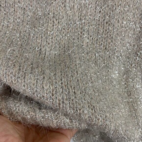 Jennifer Lopez Pink silver shimmer crew neck Holiday sweater size XS - Picture 9 of 10